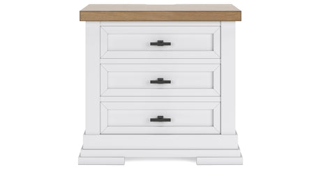 Ashbryn California King Panel Storage Bed with Mirrored Dresser and 2 Nightstands in White/Natural from Ashley - Luna Furniture