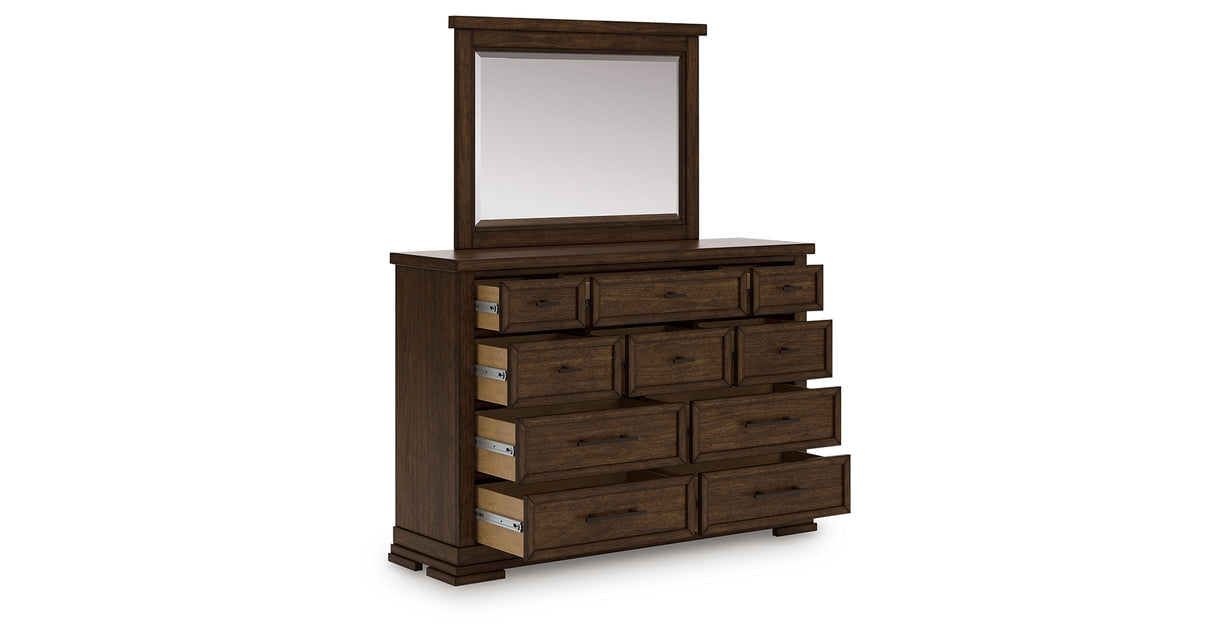 Taffenbrook Medium Brown Dresser and Mirror Taffenbrook Medium Brown Dresser and Mirror