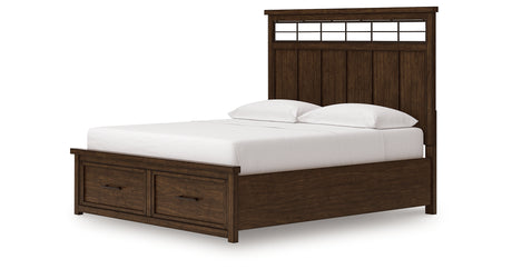 Taffenbrook Medium Brown California King Panel Storage Bed from Ashley Furniture - Luna Furniture