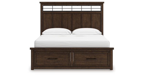 Taffenbrook Medium Brown California King Panel Storage Bed from Ashley Furniture - Luna Furniture