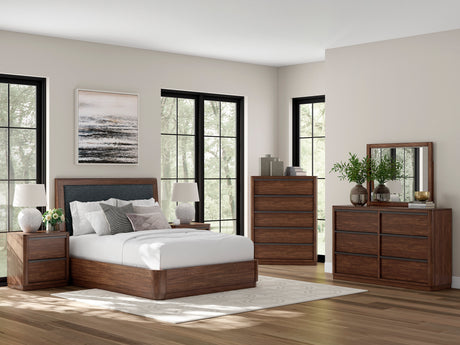 Dilenno Dark Brown Upholstered Panel Bedroom Set from Ashley - Luna Furniture