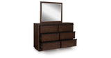 Dilenno California King Canopy Bed with Mirrored Dresser, Chest and 2 Nightstands in Dark Brown from Ashley - Luna Furniture