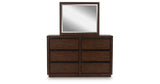 Dilenno Queen Canopy Bed with Mirrored Dresser and Nightstand in Dark Brown from Ashley Furniture - Luna Furniture