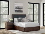 Dilenno Dark Brown Queen Upholstered Panel Bed from Ashley Furniture - Luna Furniture