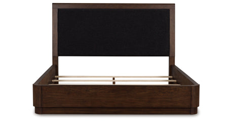 Dilenno Dark Brown Queen Upholstered Panel Bed from Ashley Furniture - Luna Furniture
