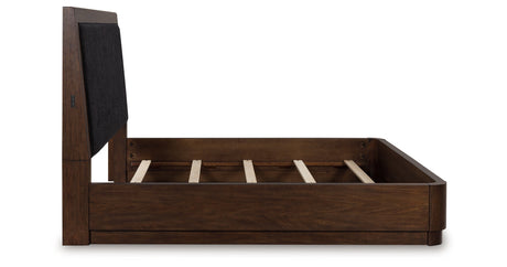 Dilenno Dark Brown California King Upholstered Panel Bed from Ashley - Luna Furniture