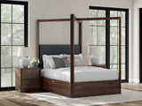 Dilenno Dark Brown Queen Canopy Bed from Ashley Furniture - Luna Furniture