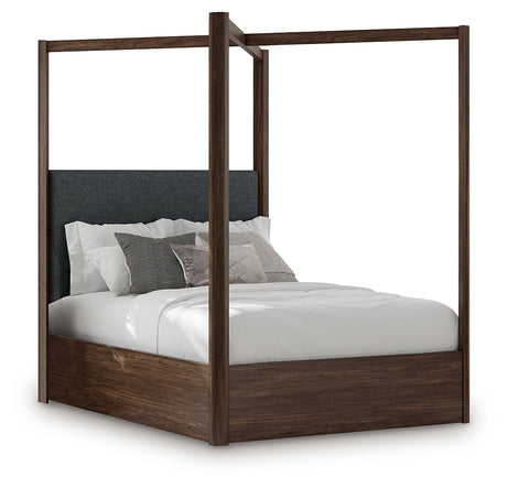 Dilenno Dark Brown Queen Canopy Bed from Ashley - Luna Furniture
