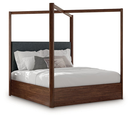 Dilenno Dark Brown King Canopy Bed from Ashley - Luna Furniture