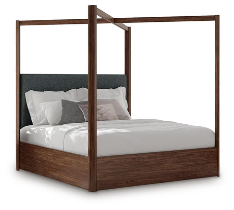 Dilenno Dark Brown King Canopy Bed from Ashley Furniture - Luna Furniture