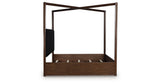 Dilenno King Canopy Bed with Mirrored Dresser and Nightstand in Dark Brown from Ashley Furniture - Luna Furniture
