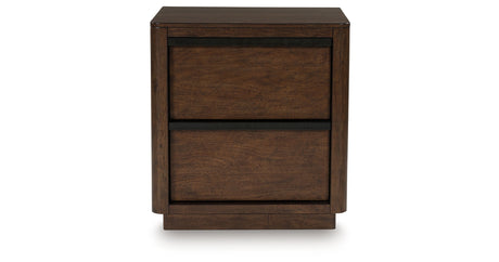 Dilenno California King Canopy Bed with Mirrored Dresser and Nightstand in Dark Brown from Ashley - Luna Furniture