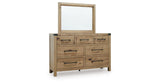 Ridgester Light Brown Queen Panel Bed, Dresser and Mirror from Ashley - Luna Furniture