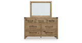 Ridgester Light Brown Queen Panel Bed, Dresser and Mirror from Ashley - Luna Furniture