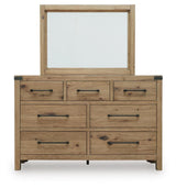 Ridgester Light Brown Queen Panel Bed, Dresser and Mirror from Ashley - Luna Furniture