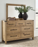 Ridgester Light Brown Queen Panel Bed, Dresser and Mirror from Ashley - Luna Furniture