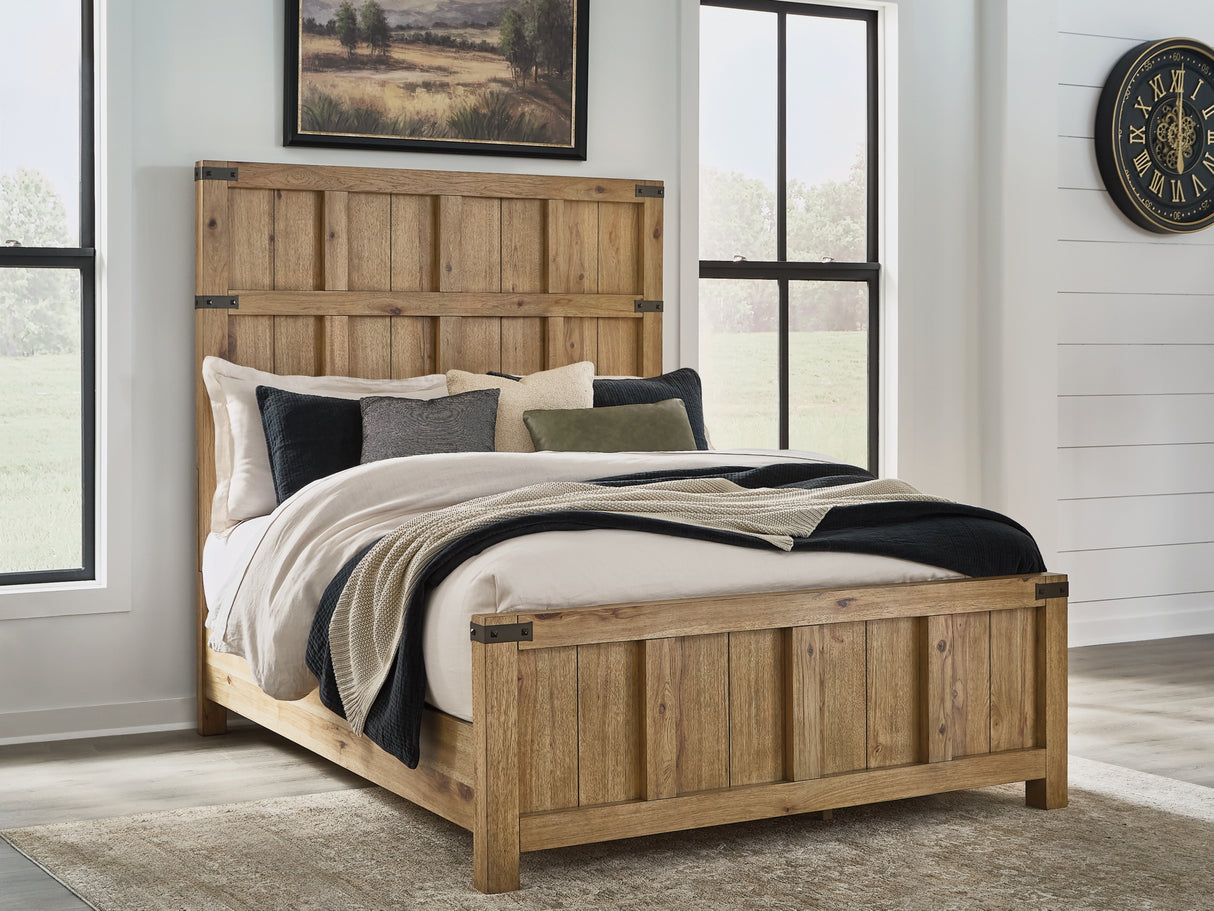 Ridgester Light Brown Queen Panel Bed from Ashley - Luna Furniture