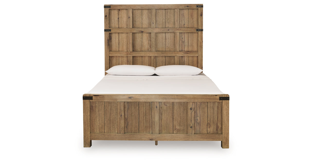 Ridgester Light Brown Queen Panel Bed, Dresser and Mirror from Ashley - Luna Furniture
