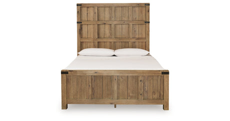 Ridgester Light Brown Queen Panel Bed, Dresser and Mirror from Ashley - Luna Furniture