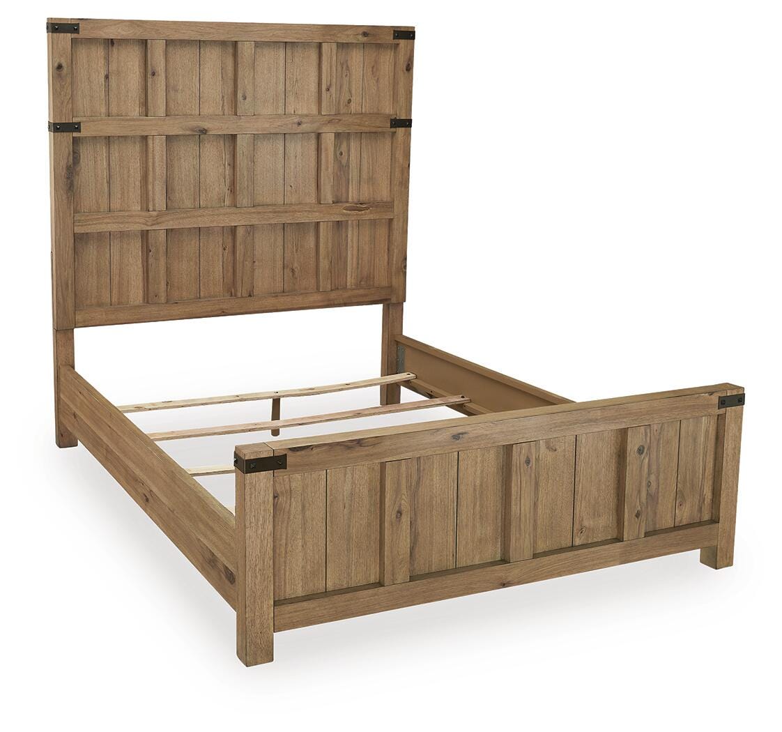Ridgester Light Brown Queen Panel Bed from Ashley - Luna Furniture
