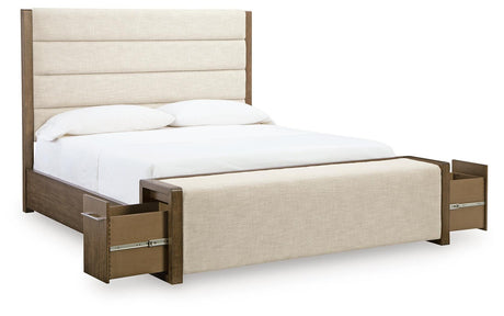 Marxmore Brown California King Upholstered Storage Bed from Ashley Furniture - Luna Furniture