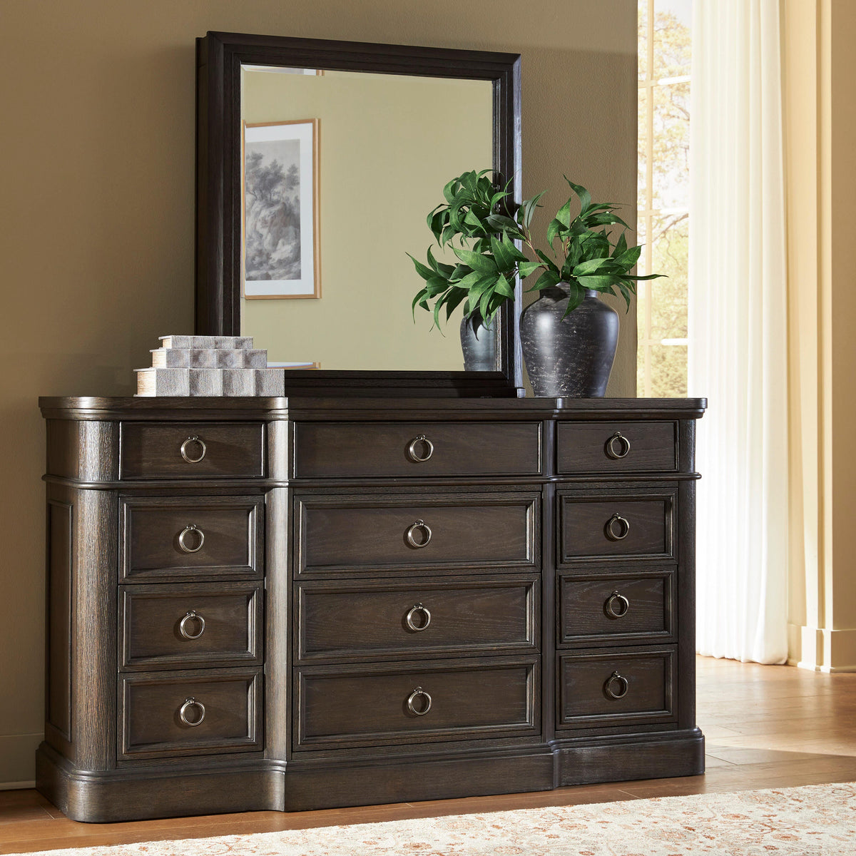 Wickenger Dark Brown Dresser and Mirror from Ashley - Luna Furniture