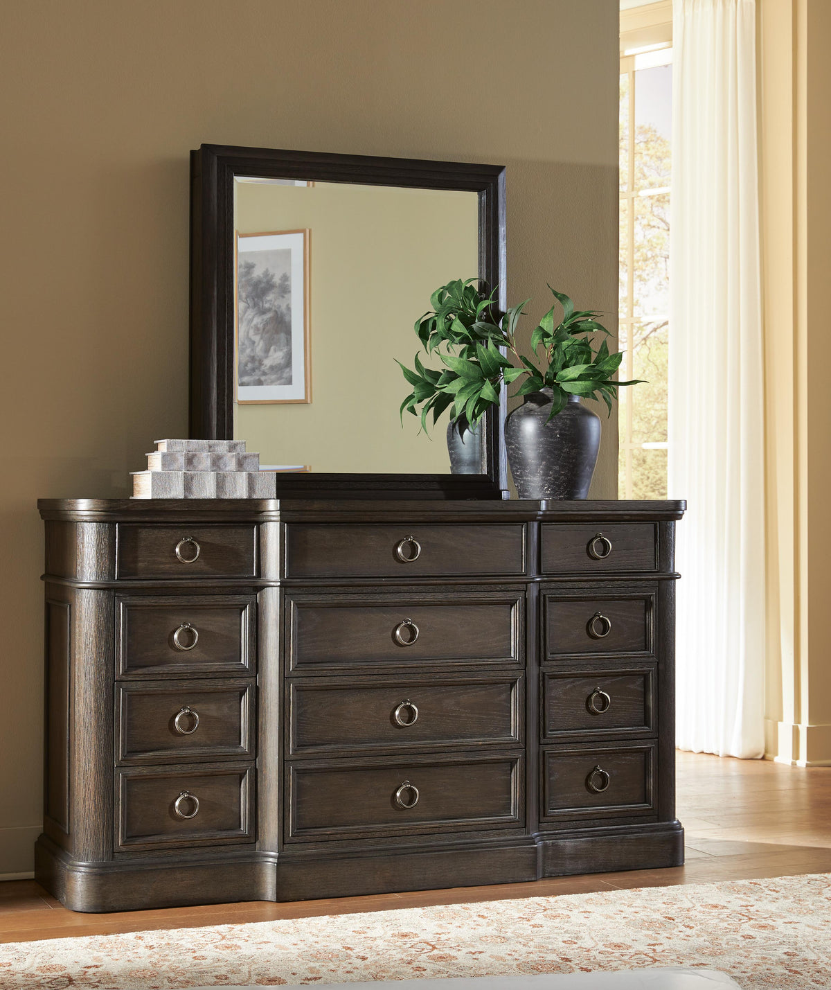 Wickenger Dark Brown Dresser and Mirror from Ashley - Luna Furniture