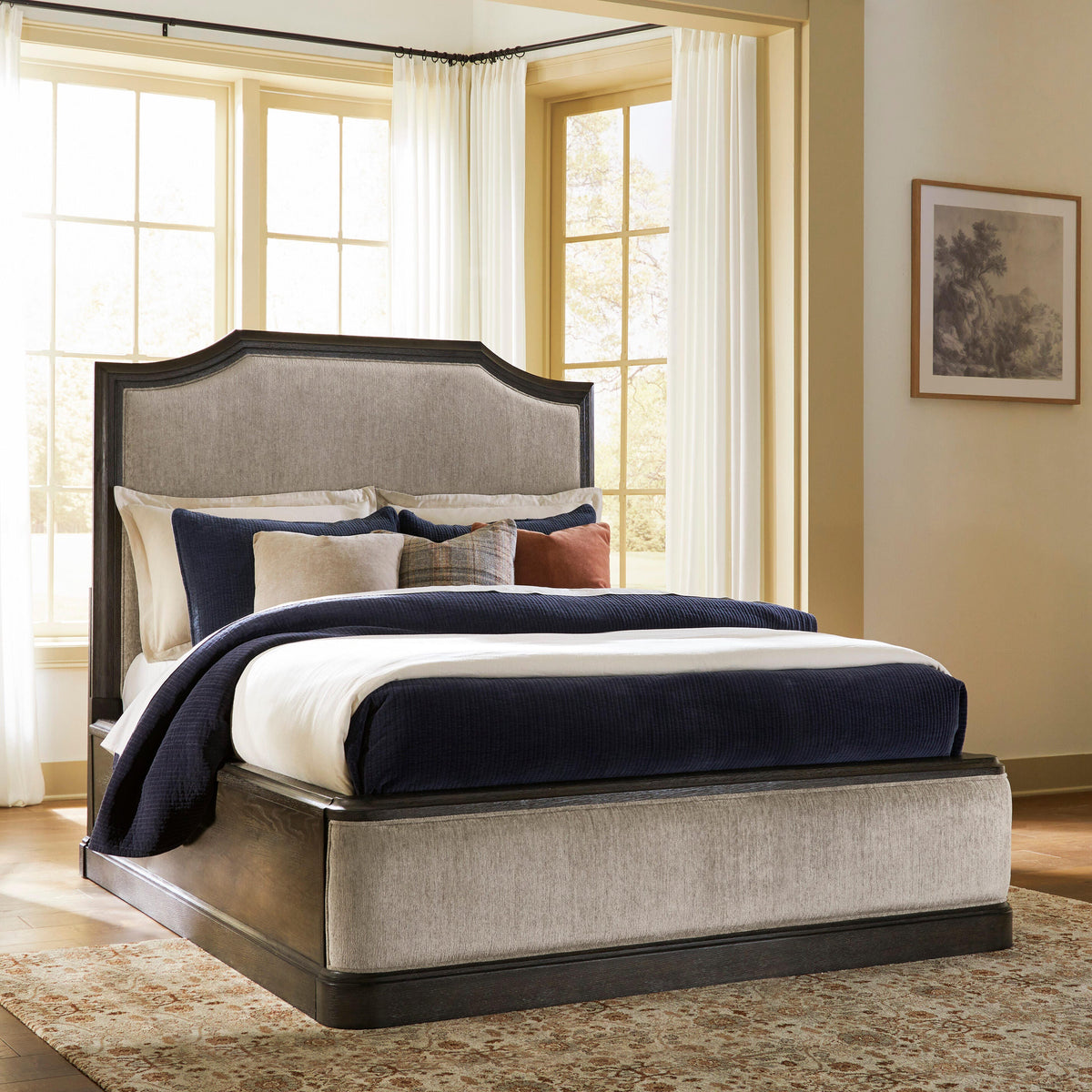 Wickenger Dark Brown Queen Upholstered Panel Bed from Ashley - Luna Furniture