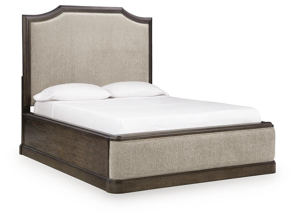 Wickenger Dark Brown Queen Upholstered Panel Bed from Ashley - Luna Furniture