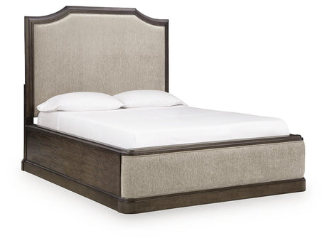 Wickenger Dark Brown Queen Upholstered Panel Bed from Ashley - Luna Furniture
