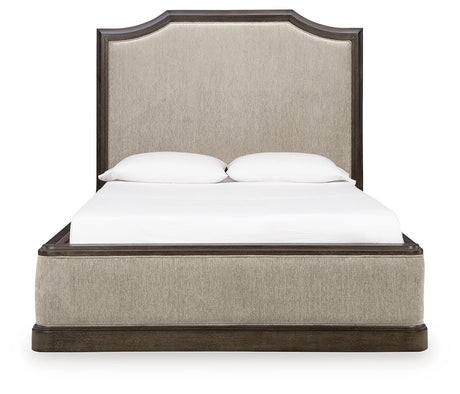 Wickenger Dark Brown Queen Upholstered Panel Bed from Ashley - Luna Furniture