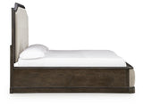 Wickenger Dark Brown Queen Upholstered Panel Bed from Ashley - Luna Furniture