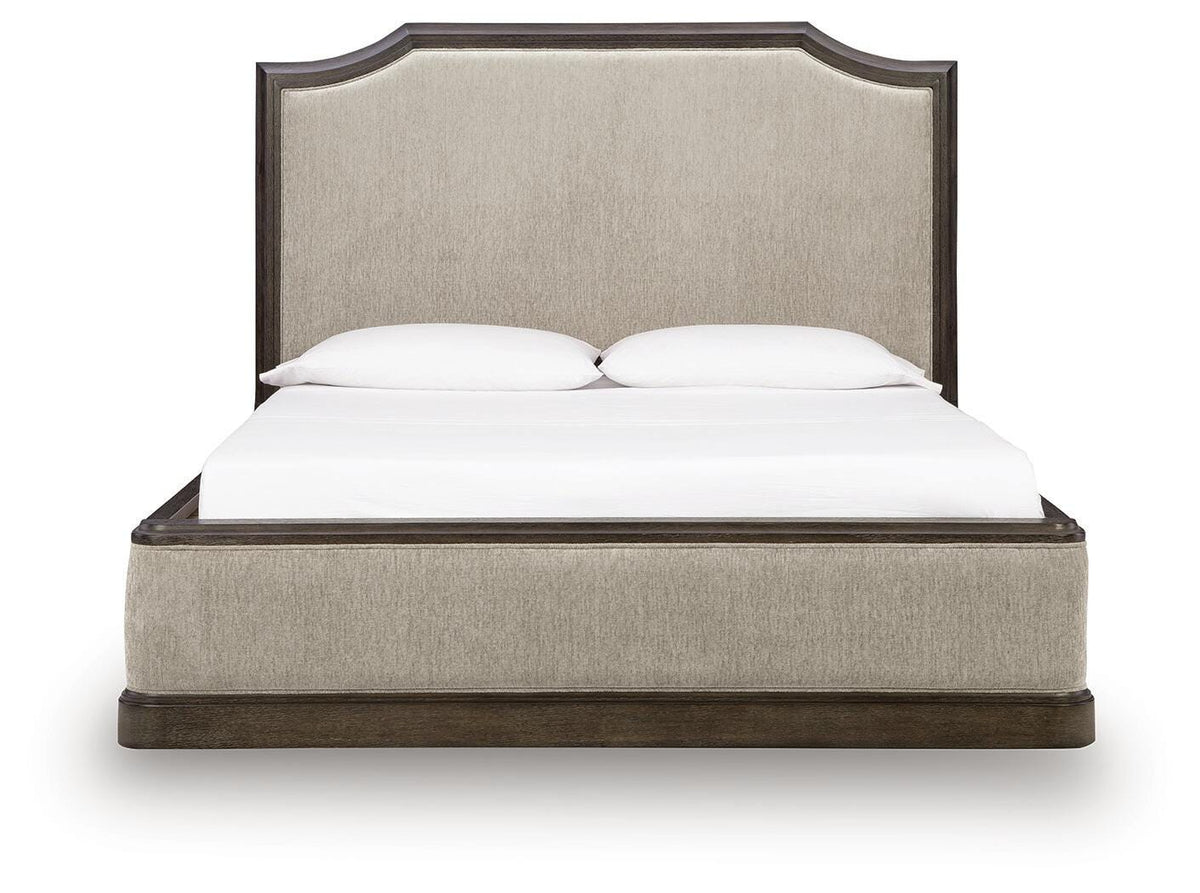 Wickenger Dark Brown King Upholstered Panel Bed from Ashley - Luna Furniture