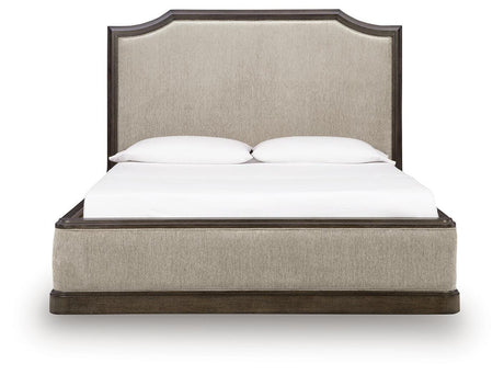 Wickenger Dark Brown King Upholstered Panel Bed from Ashley - Luna Furniture