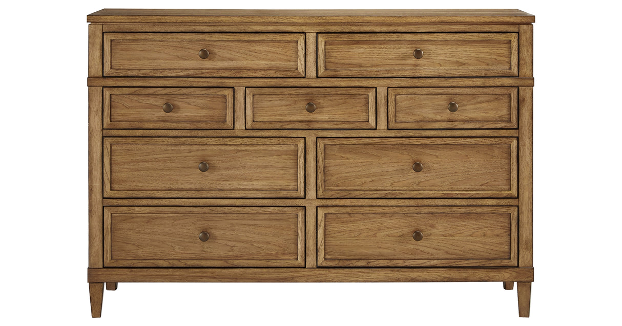 Sharlance California King Upholstered Panel Bed with Dresser and 2 Nightstands in Light Brown from Ashley Furniture - Luna Furniture