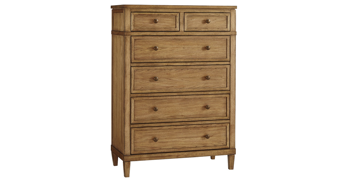 Sharlance King Upholstered Panel Bed with Mirrored Dresser, Chest and Nightstand in Light Brown from Ashley - Luna Furniture