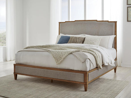 Sharlance Light Brown King Upholstered Panel Bed from Ashley Furniture - Luna Furniture