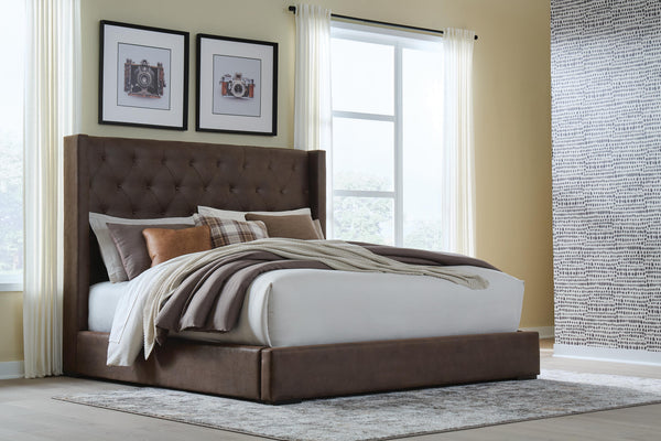 Lavernty Coffee King Upholstered Storage Bed