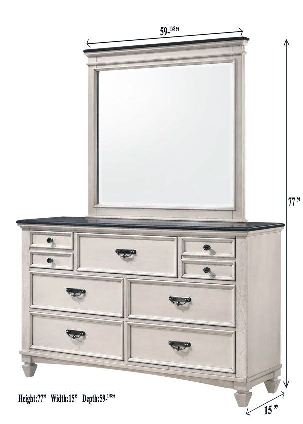 Sawyer Antique White/Brown Bedroom Mirror (Mirror Only) -  - Luna Furniture