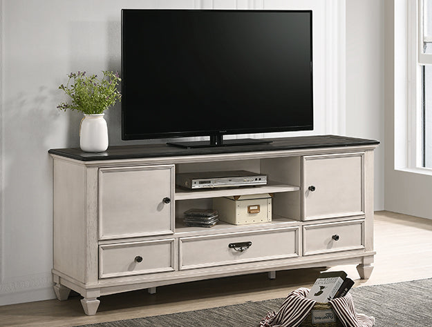 Saywer Antique 68" White/Brown TV Stand from Crown Mark - Luna Furniture