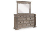 Blairhurst Light Grayish Brown King Panel Bed with Mirrored Dresser and 2 Nightstands from Ashley - Luna Furniture
