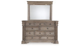 Blairhurst Light Grayish Brown King Panel Bed with Mirrored Dresser and Chest from Ashley - Luna Furniture