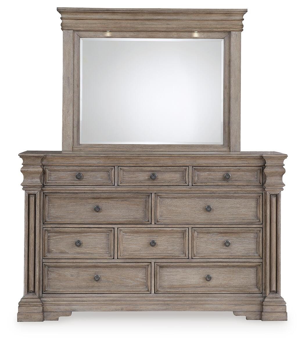 Blairhurst California King Panel Bed with Mirrored Dresser from Ashley - Luna Furniture