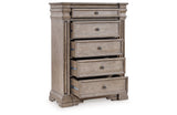 Blairhurst Light Grayish Brown Queen Panel Mirrored Dresser, 2 Chests and 2 Nightstands from Ashley Furniture - Luna Furniture