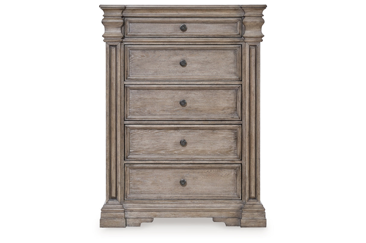 Blairhurst Light Grayish Brown Queen Panel Mirrored Dresser, 2 Chests and 2 Nightstands from Ashley Furniture - Luna Furniture