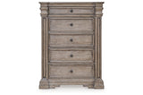 Blairhurst Light Grayish Brown Queen Panel Mirrored Dresser, 2 Chests and 2 Nightstands from Ashley Furniture - Luna Furniture