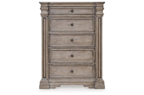 Blairhurst Light Grayish Brown Queen Panel Mirrored Dresser, 2 Chests and 2 Nightstands from Ashley - Luna Furniture