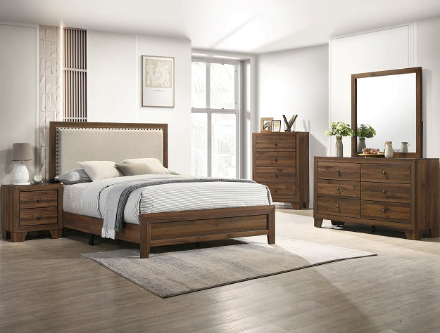Mille Cherry Brown Queen Upholstered Bed from Crown Mark - Luna Furniture