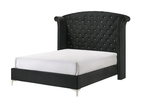 Lucinda Black Upholstered Wingback Panel Bedroom Set