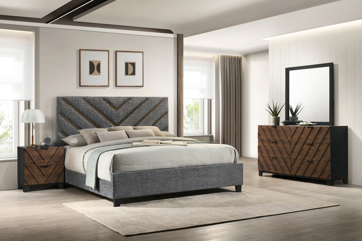 Zane Brown/Gray Upholstered Bedroom Set from Crown Mark - Luna Furniture